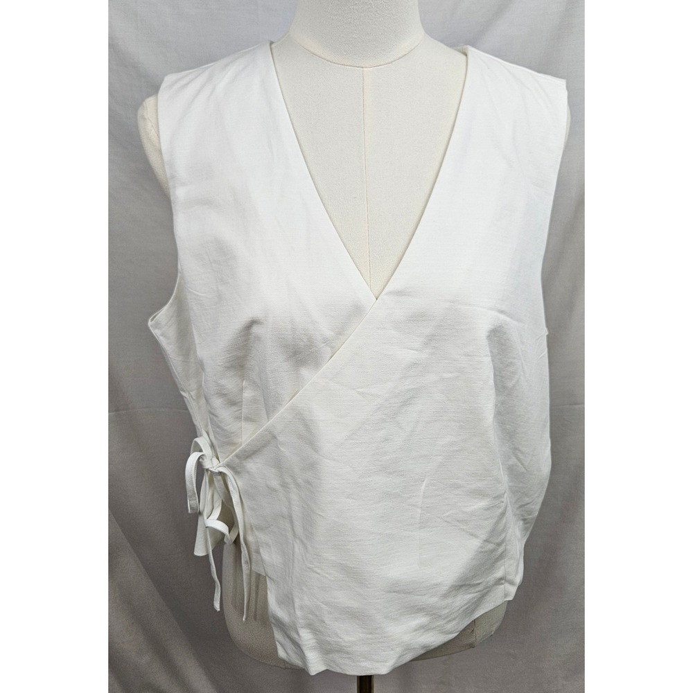 NWT Future Collective White Cotton Wrap Vest Side Tie V-Neck Sleeveless XL